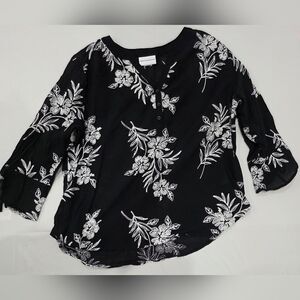 Black Floral Women's Top